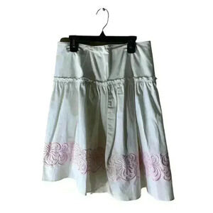 A.M.I. Embroidered Skirt Women's Size 8 Ribbon Bow Back Zip